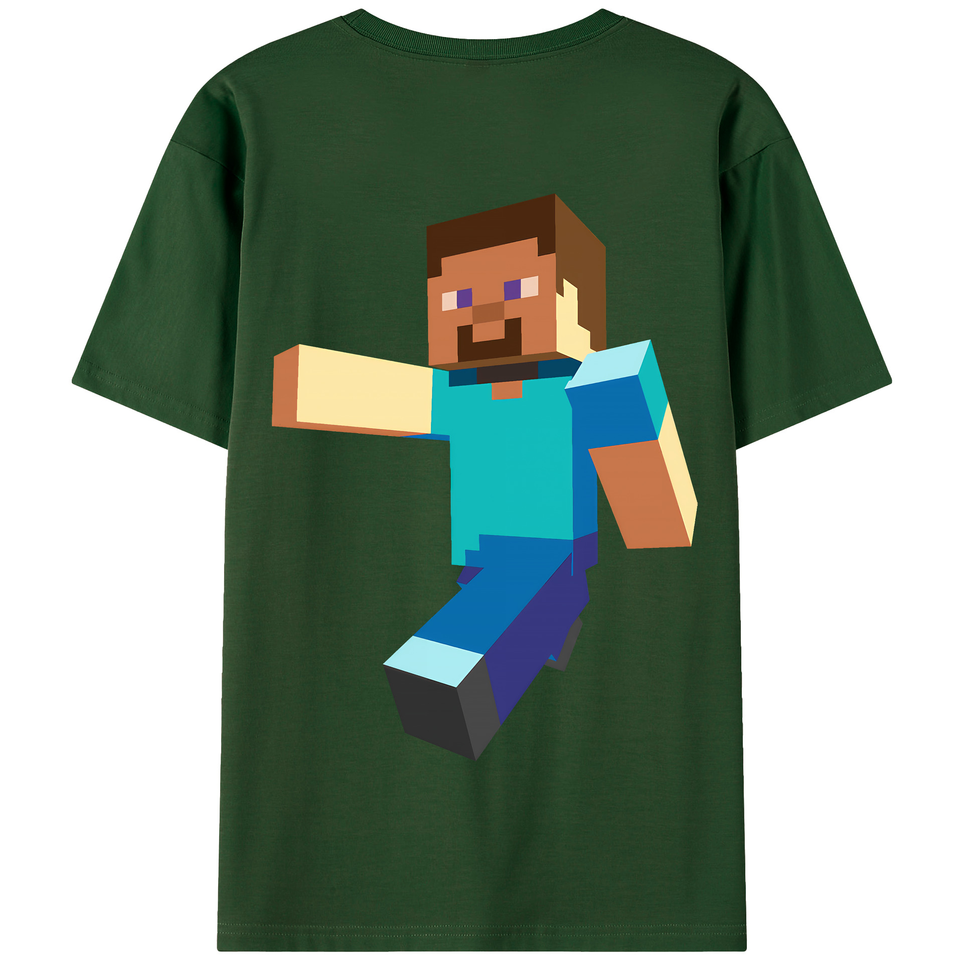 （画像用） マインクラフト ブロックの世界 Minecraft MC Block world 綿100％半袖Tシャツ（背面プリント）